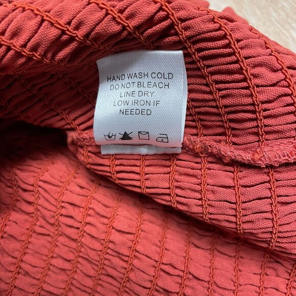 ALTAR'D STATE BLOUSE CROP RUFFLE SMOCKED V-NECK FEMININE FLOUNCE SIZE S RUST - Picture 5 of 7